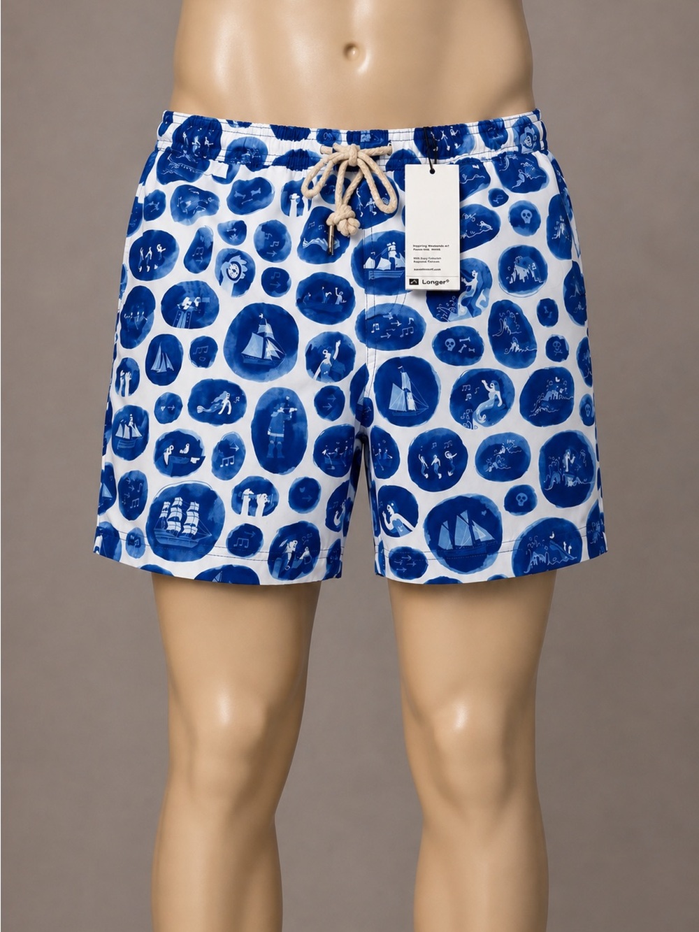 Weekends At Nautical Print Swim Trunks Longer 6” XL NWT